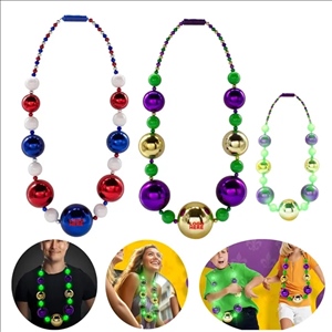 Mardi Gras LED Flashing Necklace with Customizable Logo